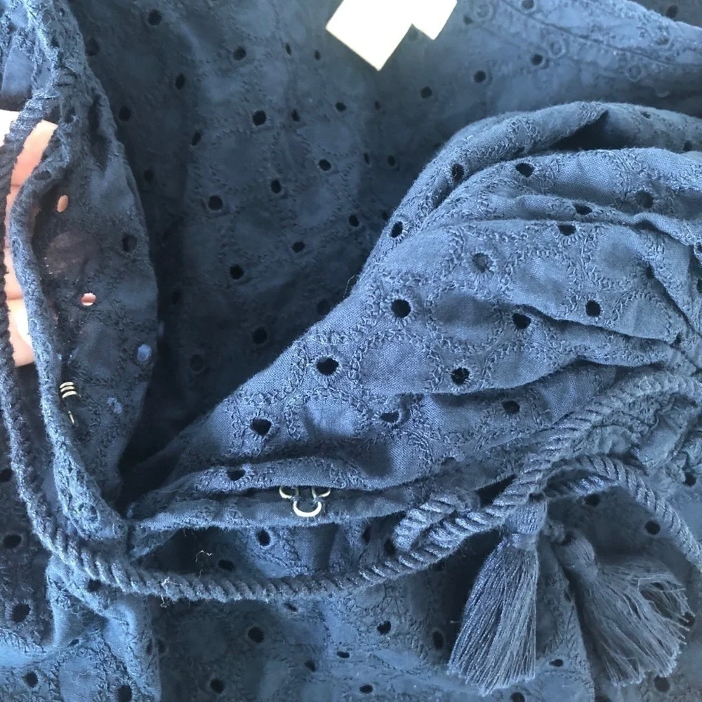 J. Crew Circles Eyelet Top on Navy Blue Top
